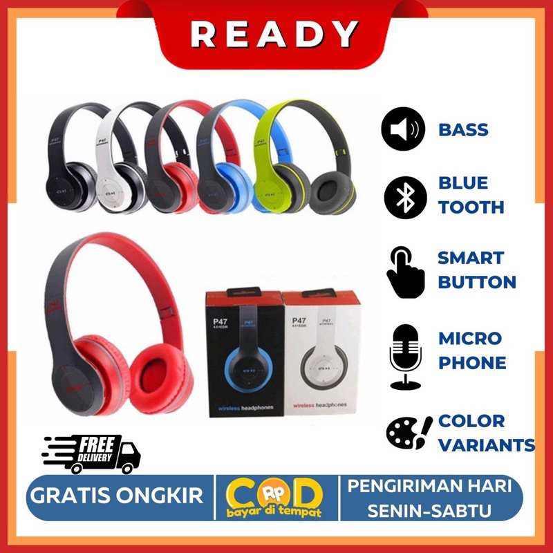 HEADSET BANDO BLUETOOTH P47 ORIGINAL FULL BASS