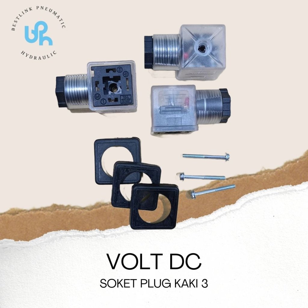 SOKET / COIL PLUG KAKI 3 HYDRAULIC AC / DC CLEAR