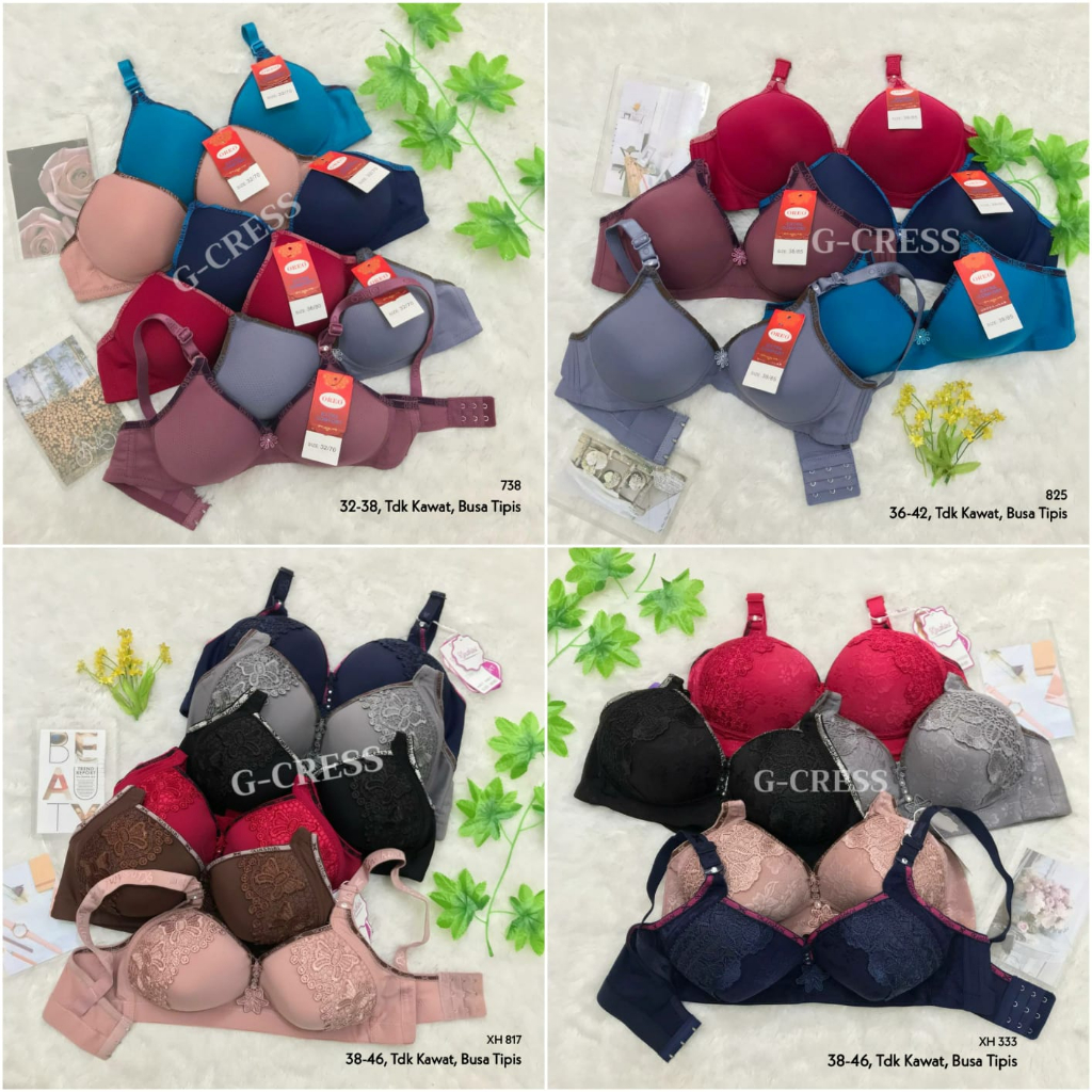 Bra Busa Tipis Tanpa Kawat Kait 2, 3 JUMBO BH Katun Polos Cup Penuh/Full Cup Pakaian Dalam Import Un