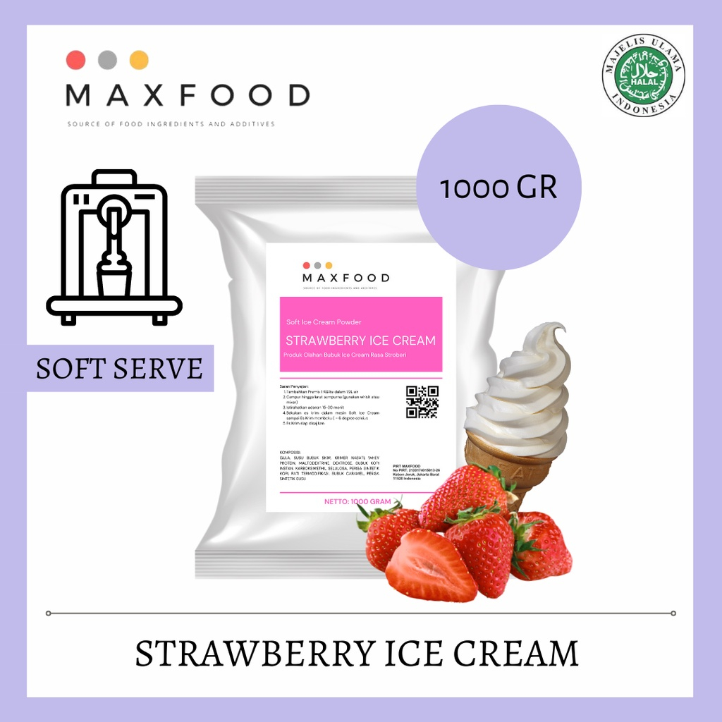 

1KG SOFT STRAWBERRY ICE CREAM / BUBUK ES KRIM RASA STROBERI