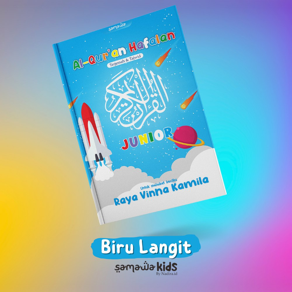 Al Quran Custom Nama Kids Junior By Nadira Bisa Tulis Nama Sibuah Hati di Cover Ukuran A5 Fitur Lengkap Untuk Pemula Hafalan Tajwid Berwarna Latin Indonesia dan Lainnya