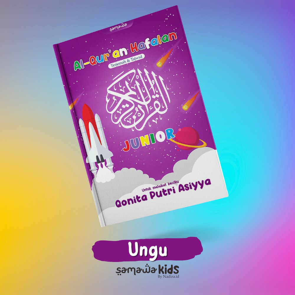 Al Quran Custom Nama Kids Junior By Nadira Bisa Tulis Nama Sibuah Hati di Cover Ukuran A5 Fitur Lengkap Untuk Pemula Hafalan Tajwid Berwarna Latin Indonesia dan Lainnya