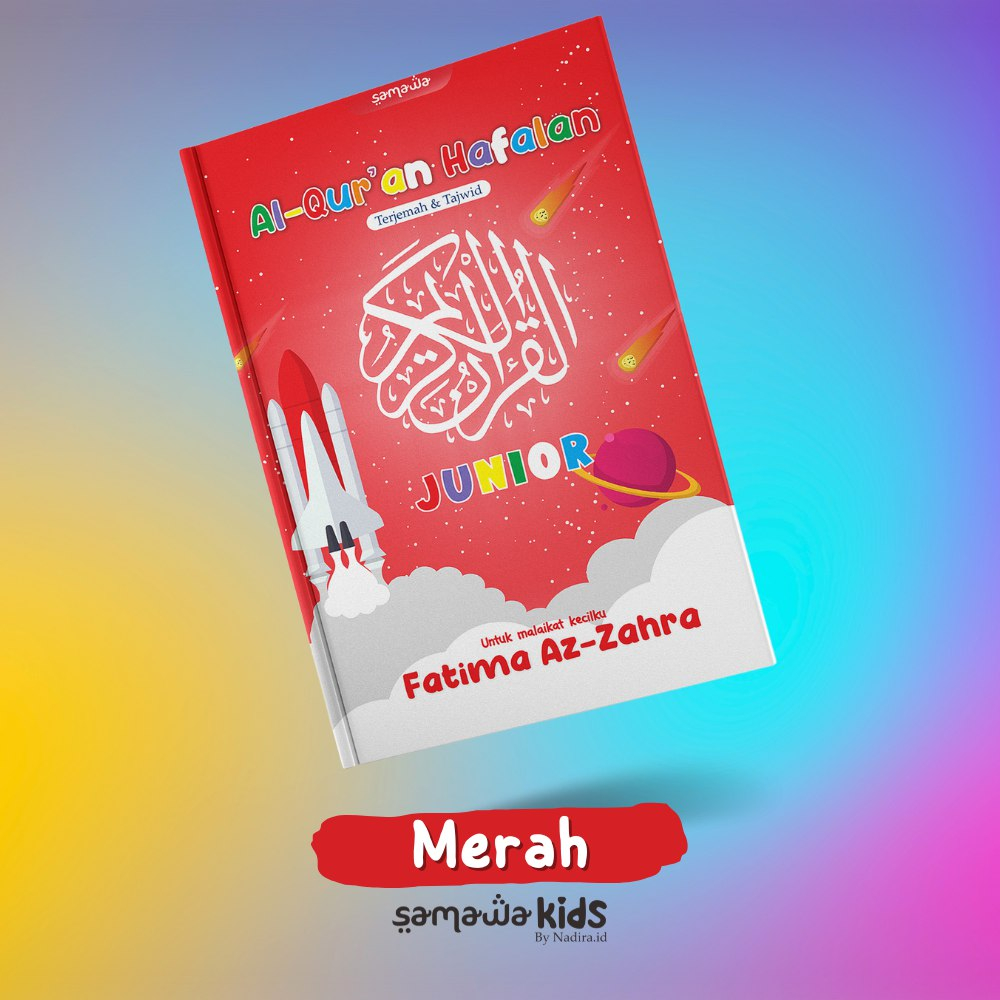 Al Quran Custom Nama Kids Junior By Nadira Bisa Tulis Nama Sibuah Hati di Cover Ukuran A5 Fitur Lengkap Untuk Pemula Hafalan Tajwid Berwarna Latin Indonesia dan Lainnya