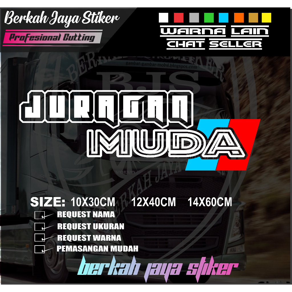 STICKER cutting mobil PICK UP KACA DEPAN JURAGAN MUDA STICKER MOBIL PICK UP CARRY NEW CARRY GRAND MA
