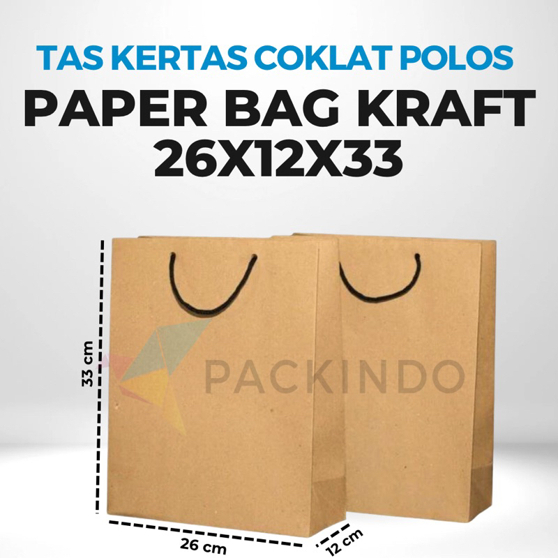 

Paper Bag Kraft / Tas Kertas Coklat Polos 26 x 12 x 33 cm