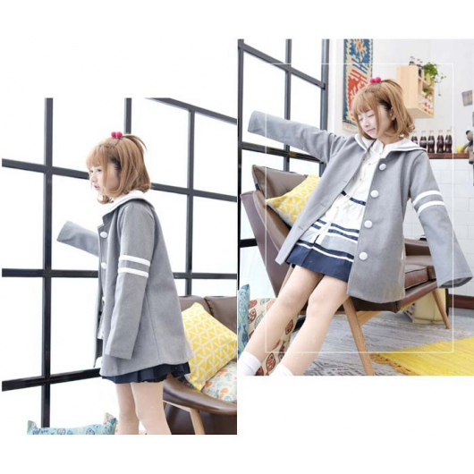 Sailor Simple Stripe Jacket Seifuku Hoodie Jaket Sailor Cosplay seragam jepang jacket