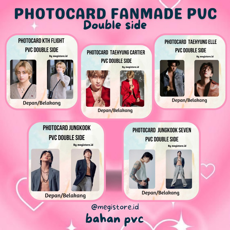 READY PHOTOCARD DOUBLE SIDE PVC JUNGKOOK SEVEN TAEHYUNG CARTIER TAEHYUNG FLIGHT FANMADE (GESER UNTUK