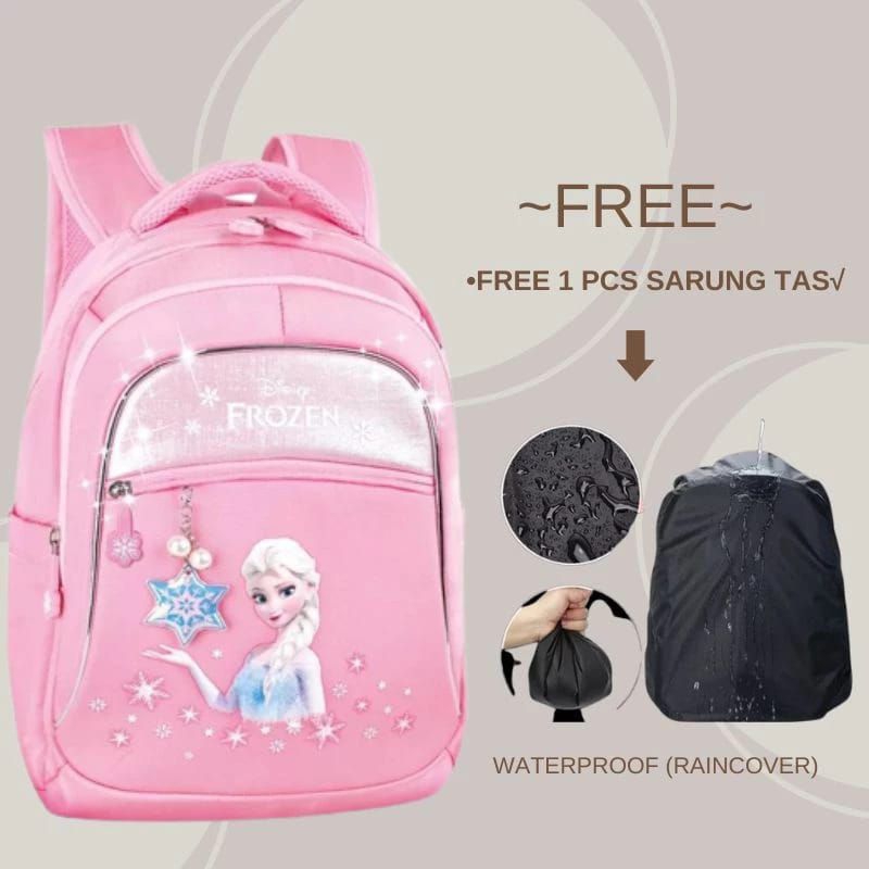 Tas sekolah anak perempuan frozen untuk anak sekolah SD free raincover tas anak