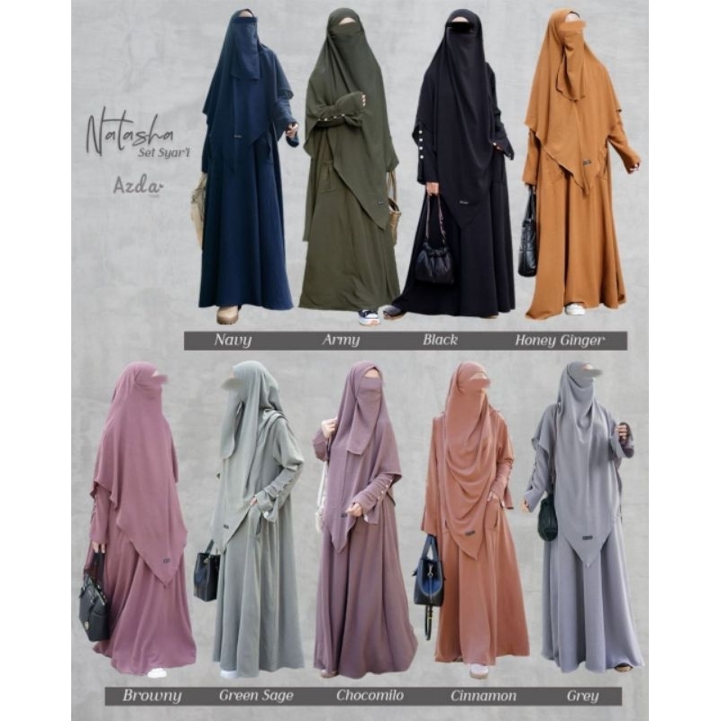Natasha Set Syari by Azda Indonesia / Gamis Set Syari Crinkle Premium