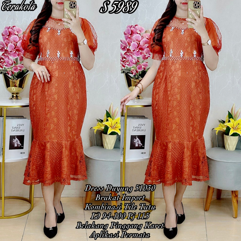5989# Dress Duyung Brukat Premium App Permata