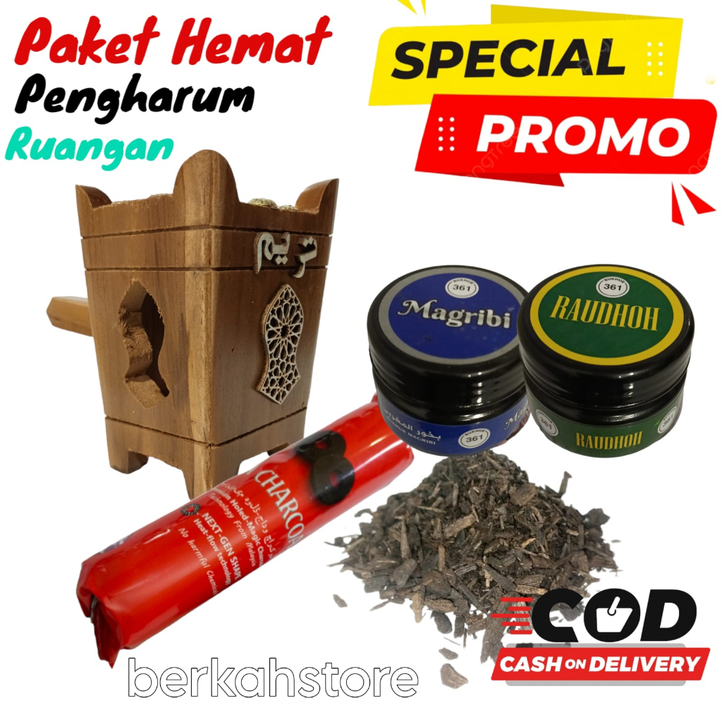 Paket Mabkhara Jati Tarim + Bukhur Amer Oud + Bukhur Maghribi + Arang Magic/Paket 4in1 termurah