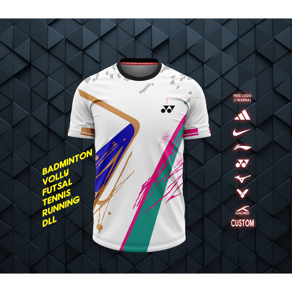 BAJU BADMINTON TENNIS RUNING VOLI (FREE DESAIN + NAMA)