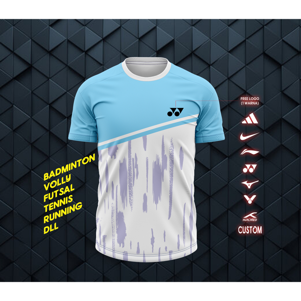 JERSEY KAOS OLAHRAGA BADMINTON TENNIS RUNNING VOLI (FREE DESAIN + NAMA)