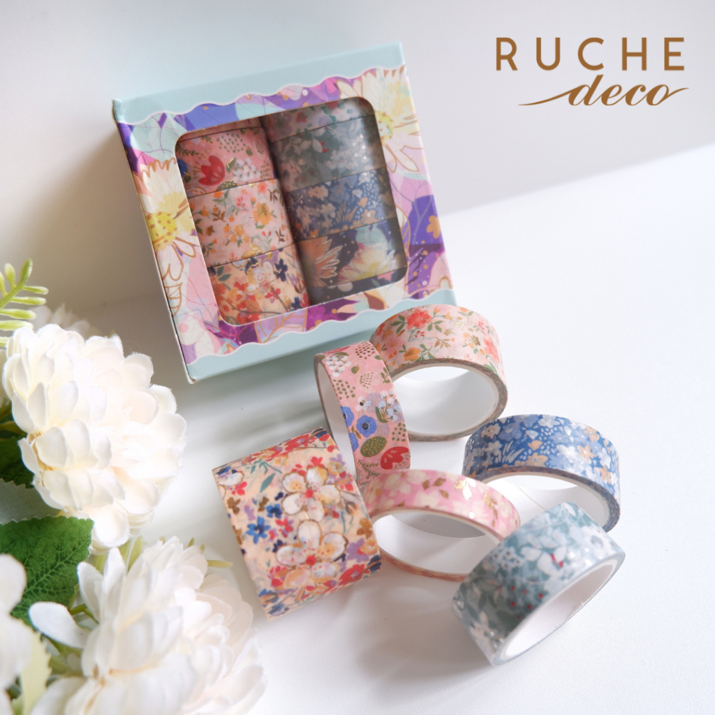 

RUCHE DECO - GOLD FOIL SET SPRING - Gold Foil Washi Tape - Washi Tape Set Foil Emas - Selotip Aesthetic Emas