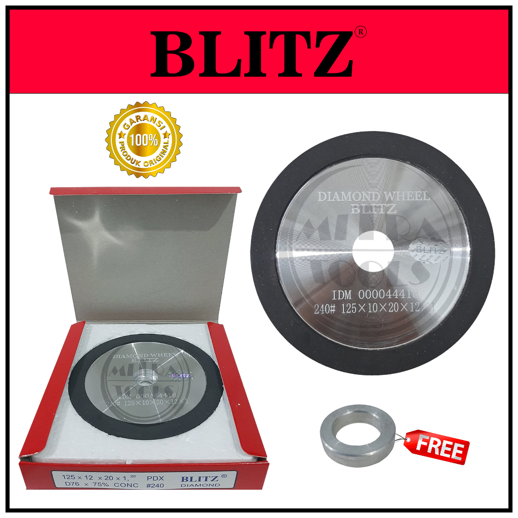 BLITZ Batu Asah Diamond 5" 2 Sisi Batu Asahan Gerinda Duduk / Diamond Asah Poles Intan 5 Inch S2 Bli
