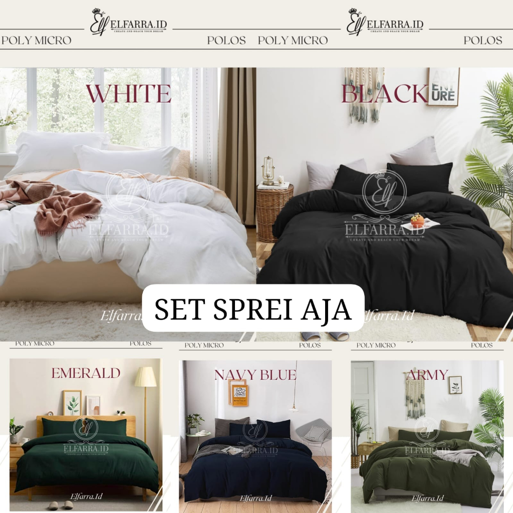 ELFARRA | Sprei Set 160x200 | Sprei Set 180x200 | Sprei Set Sarung Bantal dan Guling  | Sprei Katun 