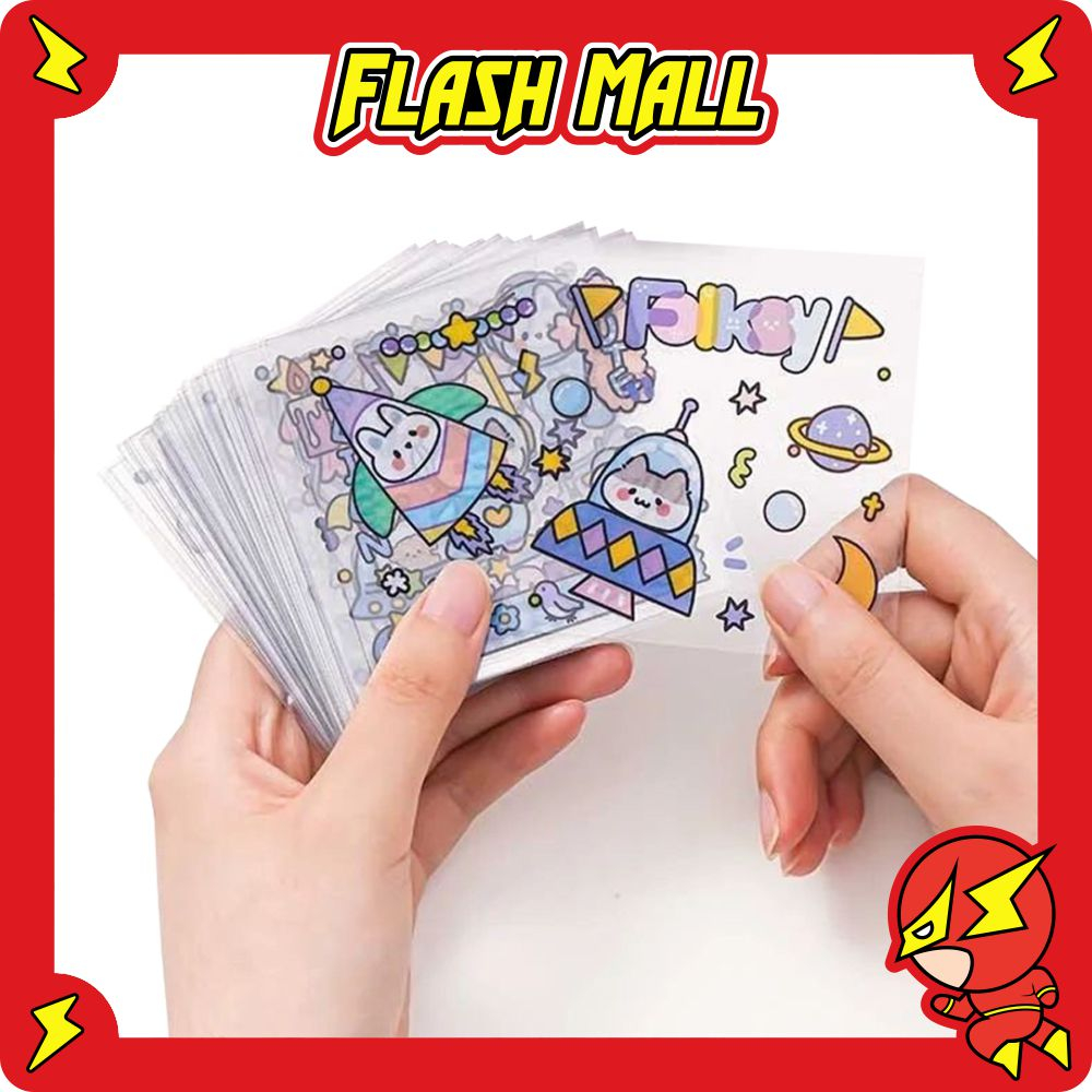 

FLASHmall Stiker Waterproof Momo Ecer / Eceran Motif Kartun Lucu Korea Lembaran Karakter S079