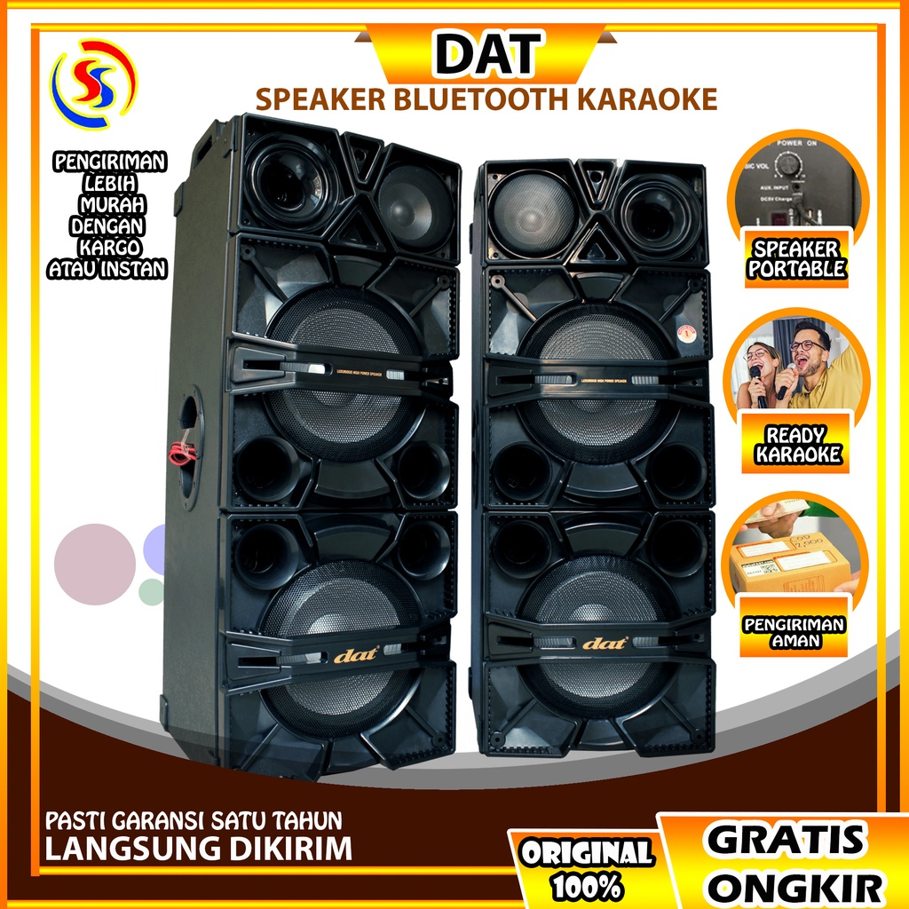 SPEAKER AKTIF DAT DX 122 FREE MICROPHONE | SPEAKER BLUETOOTH SPEAKER KARAOKE DX122+2MIC | DAT DX 122