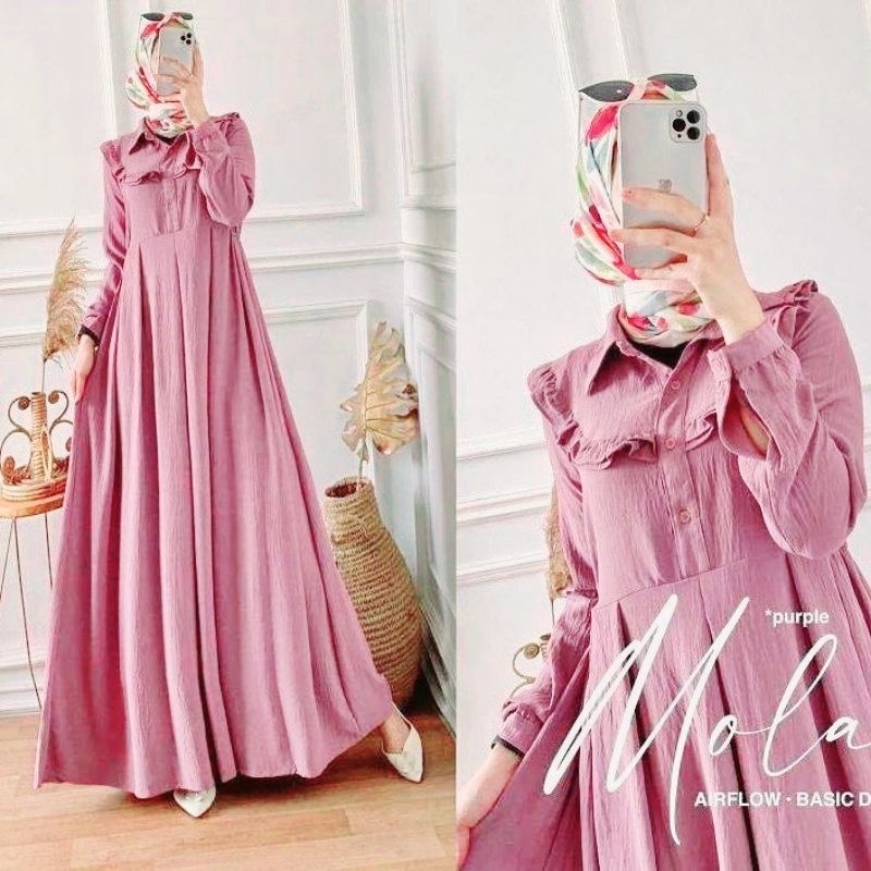 GAMIS MOLA CRINKLE AIRFLOW Dress Maxy Jumbo Busui Terbaru