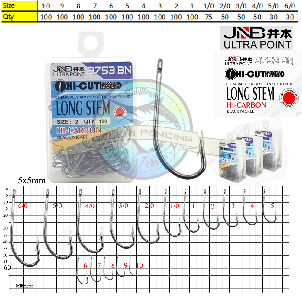 Kail Pancing JNB Long Stem 3753BN Hi Carbon Black Nickel Isi Banyak