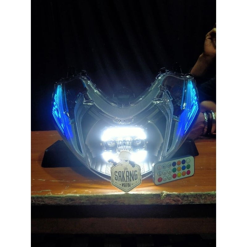 Lampu Depan Custom Mio M3 Daymaker sein rgb