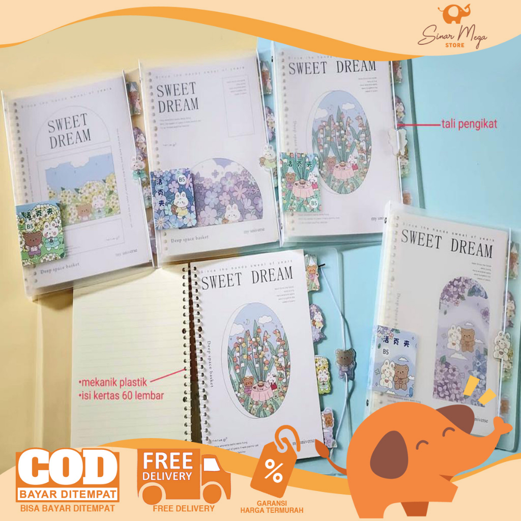 

Binder B5 ZH-1620-11 / Loose Leaf Binder Motif Kartun 26 Ring Plastik Dengan Tali Pengikat