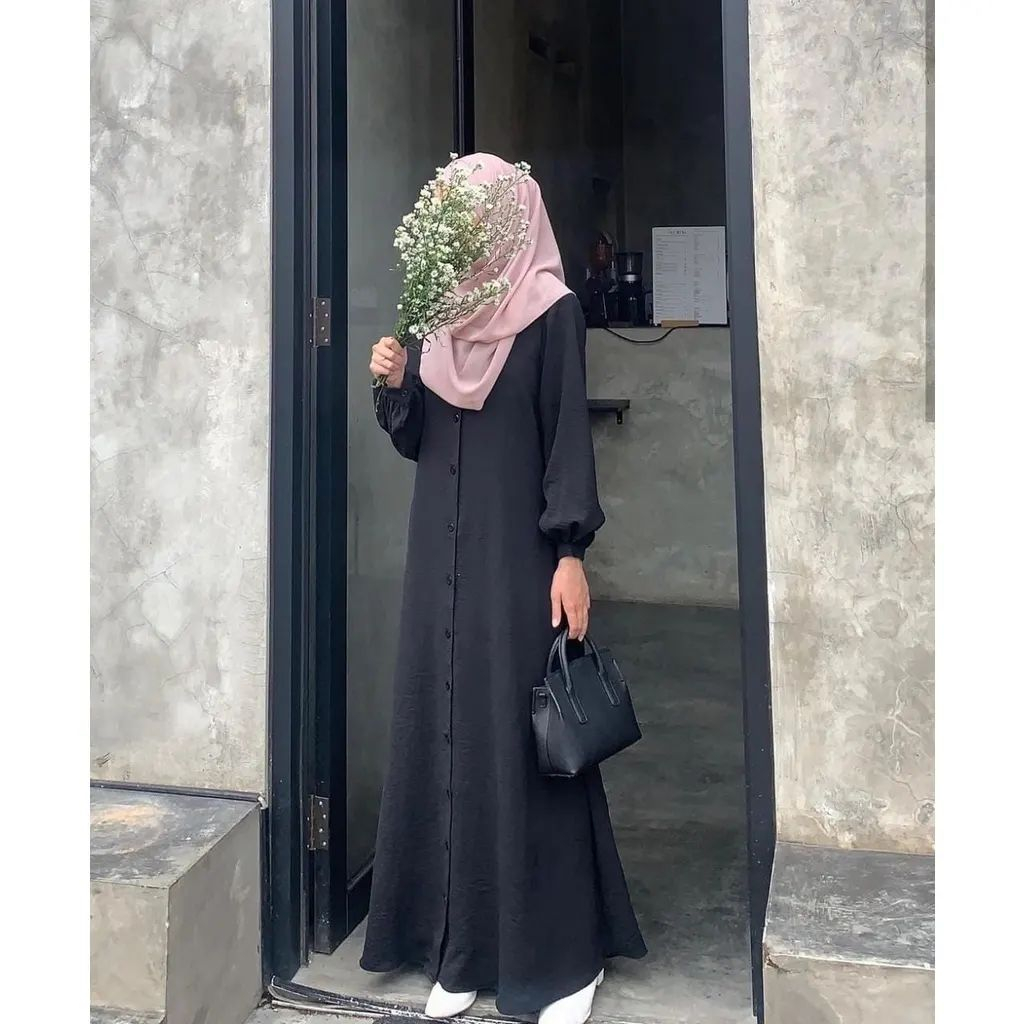 Gamis Terbaru BASIC DRESS BO Busui Friendly M L XL Dan XXL Ld 102 Bahan CRINKLE AIRFLOW Baju Gamis W