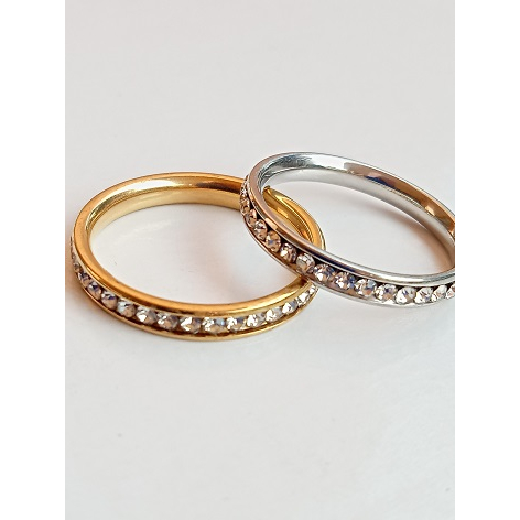 Cincin Titanium Asli Anti Karat Cantik Wanita Imitasi emas putih Bling-Bling Kekinian Couple Berlian