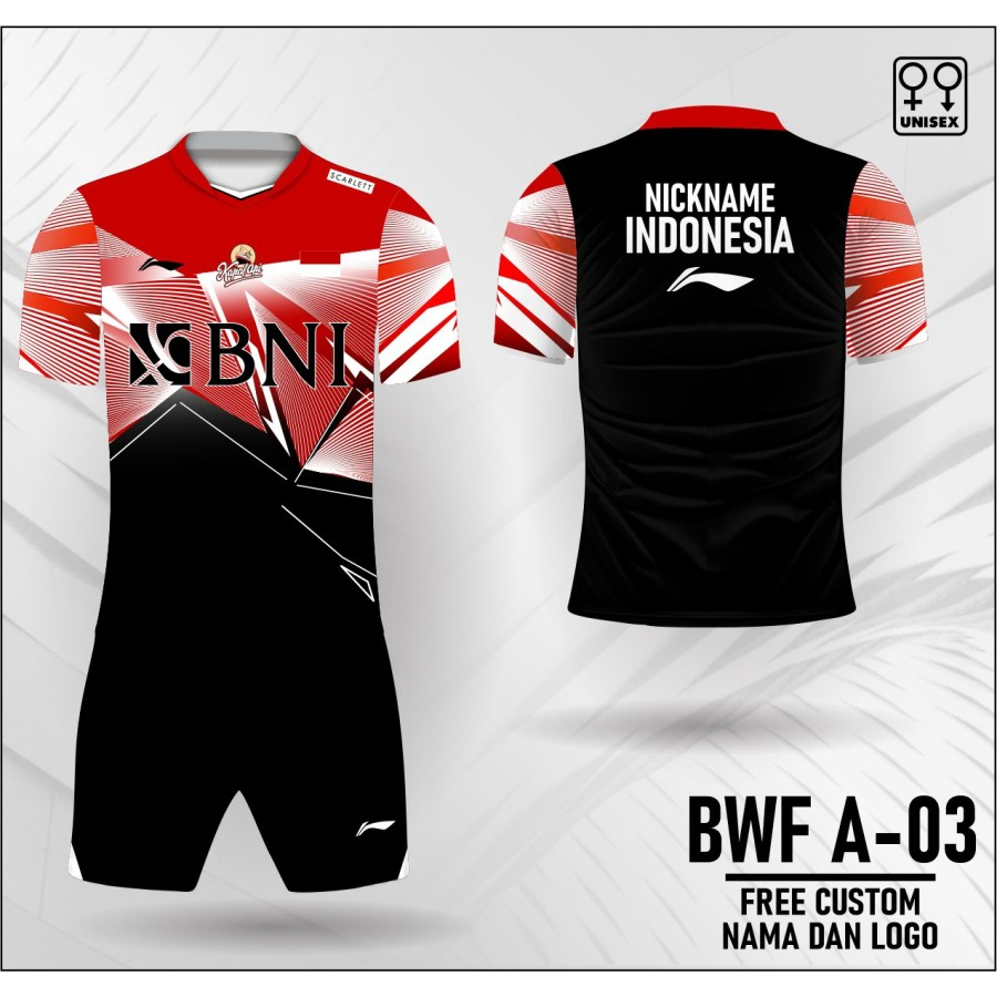 Setelan jersey badminton all england 2023 lining baju jojo ginting kaos bulutangkis