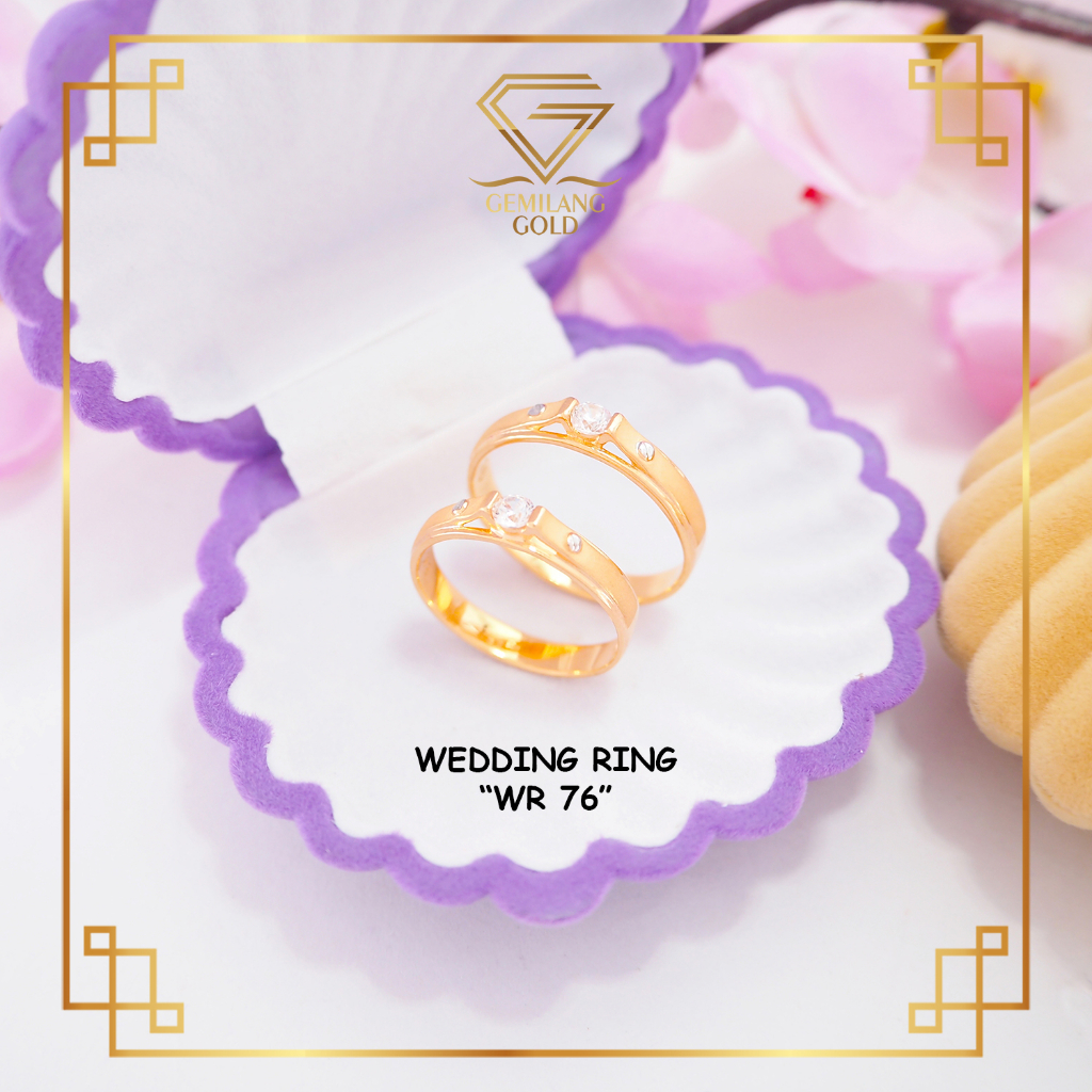 CINCIN KAWIN EMAS KADAR 375 (8K) CINCIN SATUAN - SEPASANG CINCIN COUPLE MATA MEWAH WEDDING SERIES CI