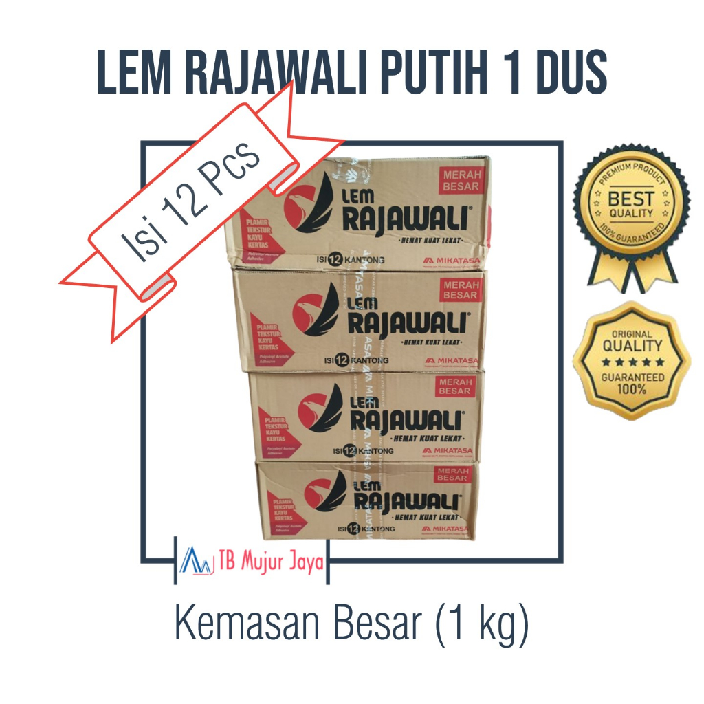 1 dus (12 pcs) Lem Kayu Putih Rajawali Lem Plamir Lem Kertas Kemasan Besar 1 kg