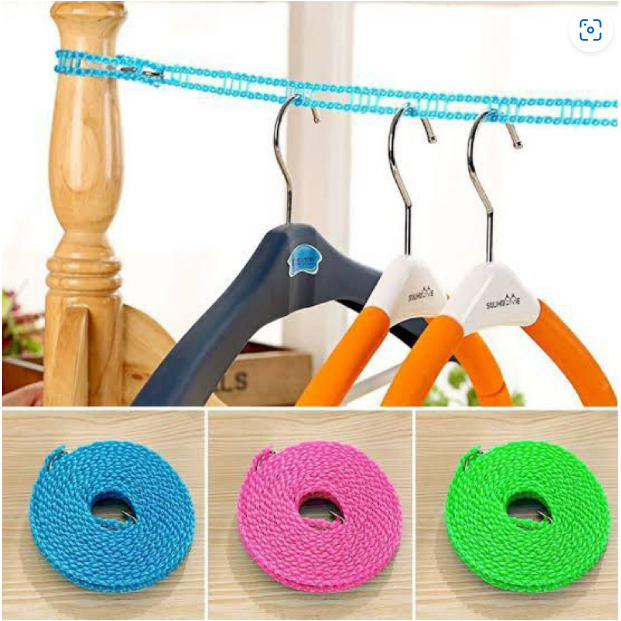 Tali Jemuran Baju + Hook Anti Jatuh Anti Slip 5 Meter