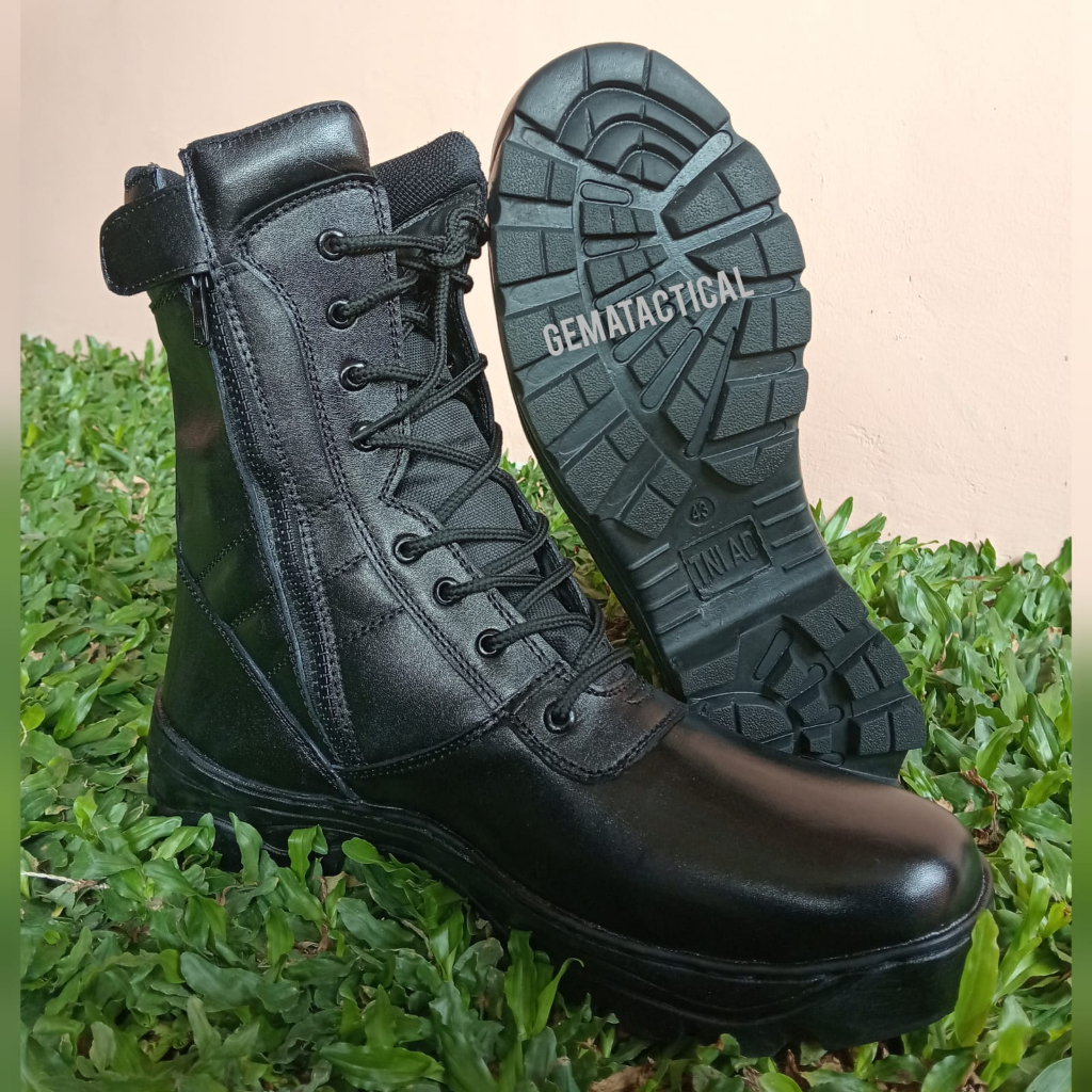 Sepatu WR PDL HIU / Sepatu WR Tactical / Sepatu PDL Hitam Tali Polos/ Sepatu PDL Brimob,TNI, POLRI d