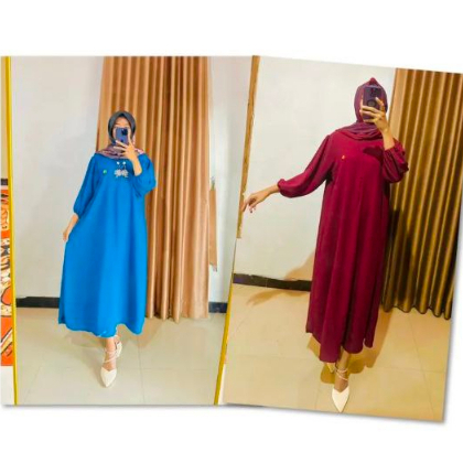 FATHIA DRESS GAMIS WANITA CRINCLE