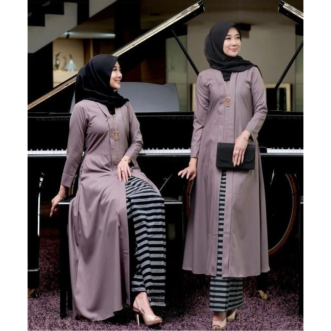 Piya midi dress wanita long tunik katun linen ni