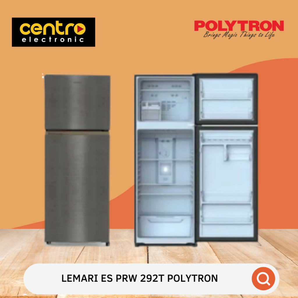 POLYTRON KULKAS 2 PINTU METALLIC 260 LITER PRW 292T