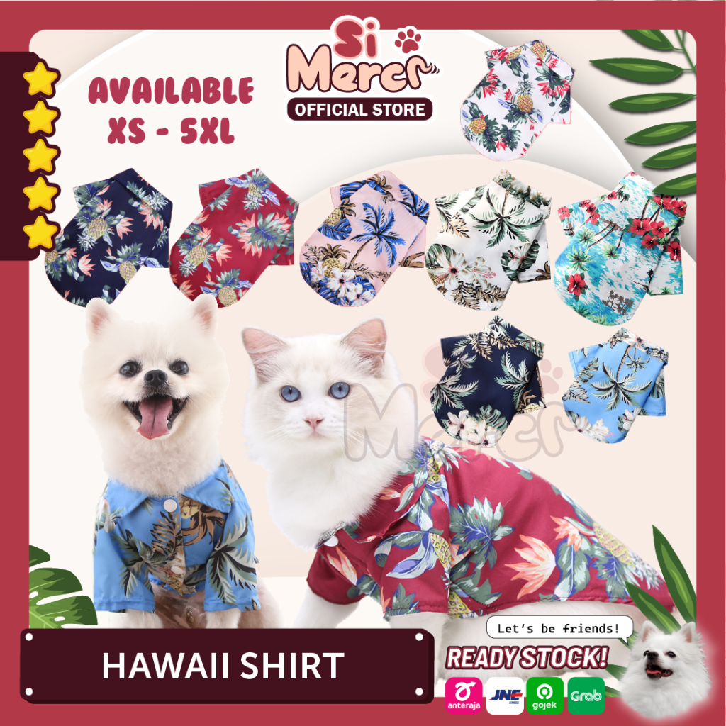 Baju Kemeja Pantai Hawaii Untuk Anjing Kucing/ Baju Pantai Hawai Anjing Kucing/ Kemeja Kucing Kelinc
