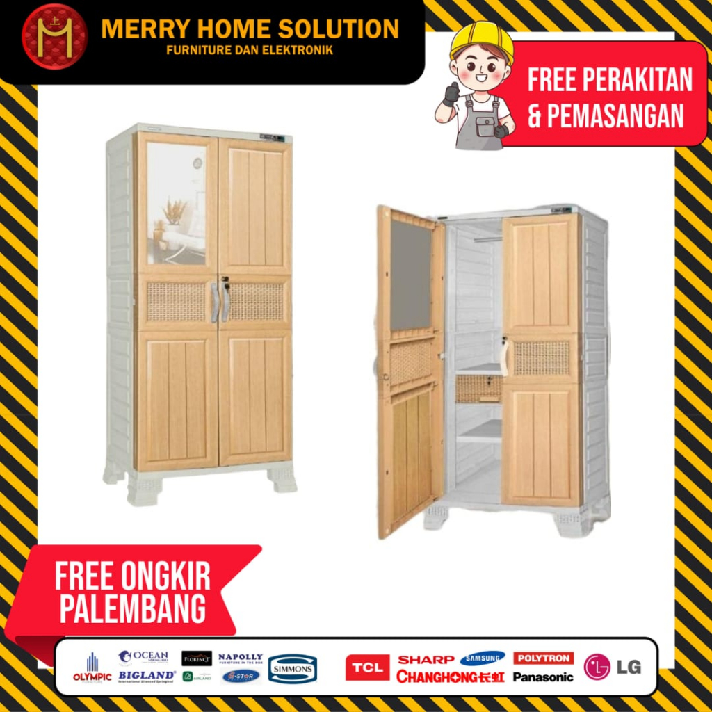 Lemari pakaian napolly 2 pintu minimalis / lemari plastik napolly