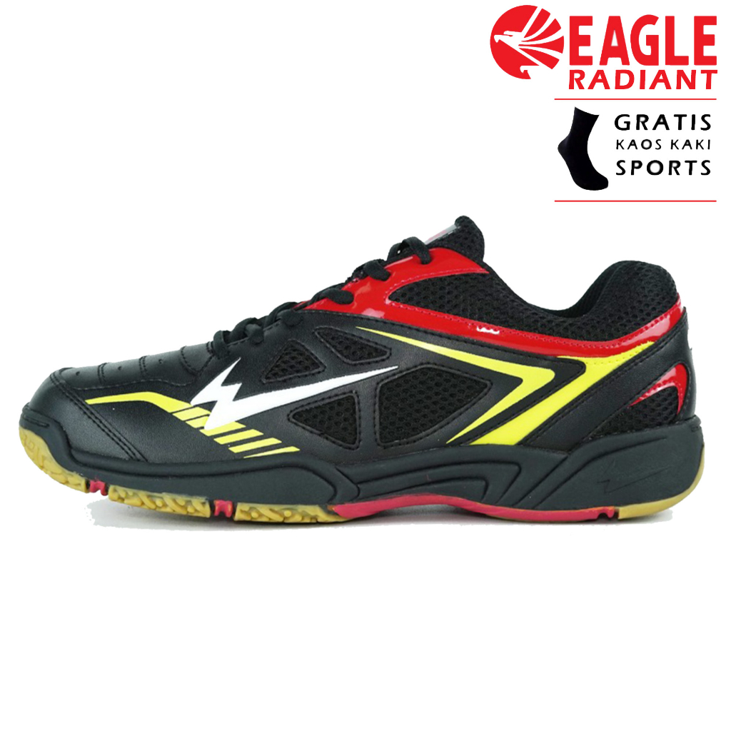 Sepatu Badminton Eagle Radiant Warna Hitam Kuning - Sepatu Bulu Tangkis Eagle Original