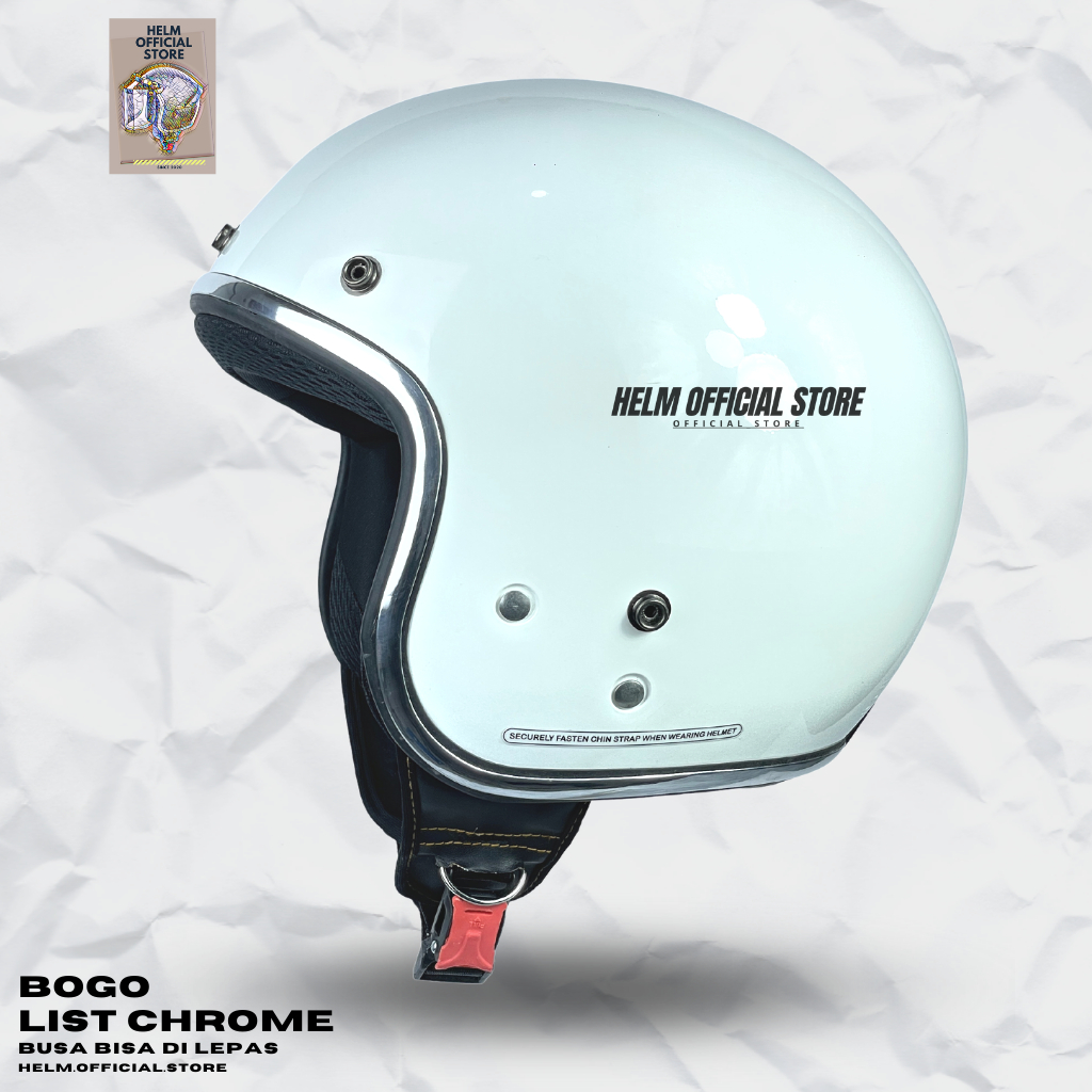 HELM BOGO DEWASA LIST CHROME CROM RETRO WARNA TERBARU SOLID SNI