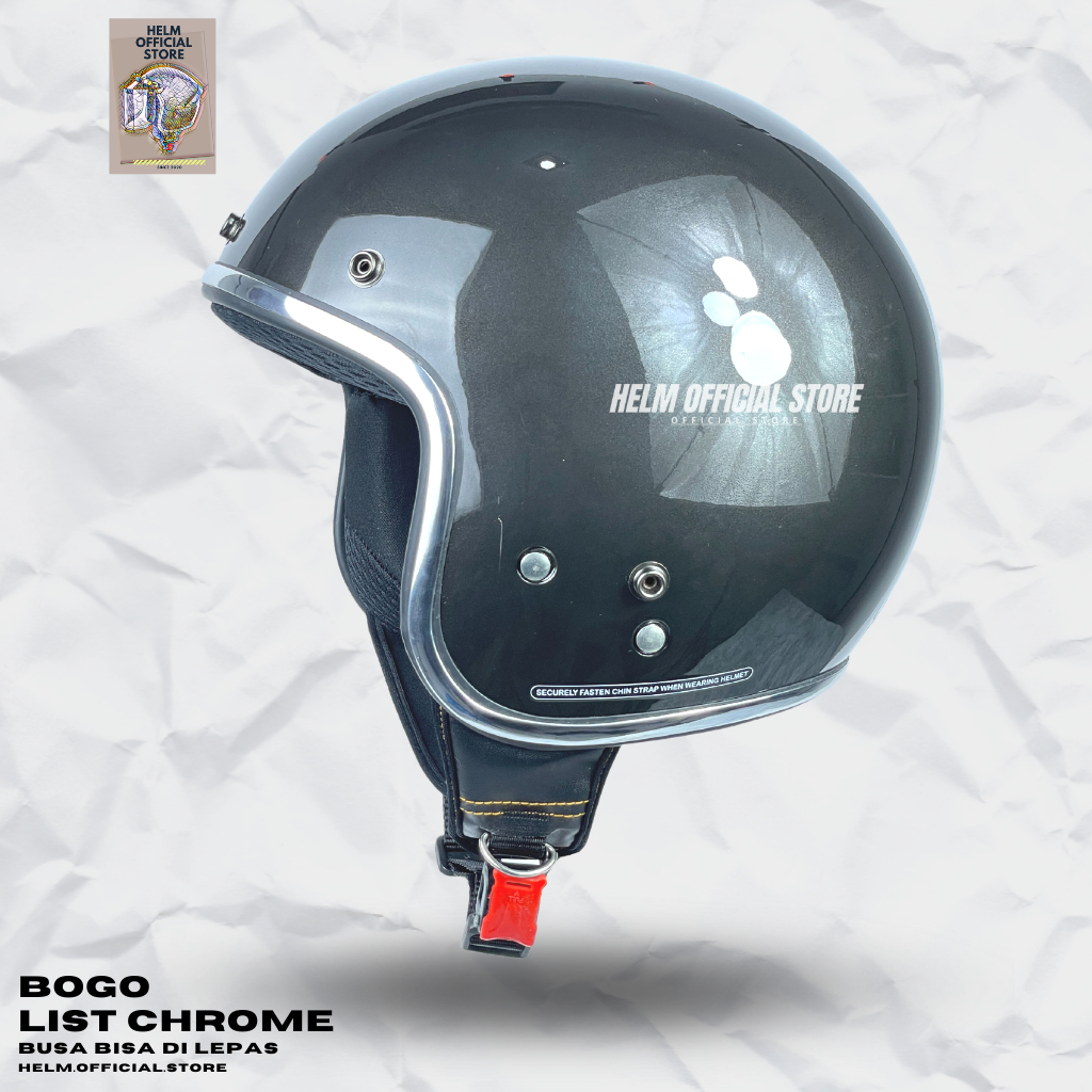 HELM BOGO DEWASA LIST CHROME CROM RETRO WARNA TERBARU SOLID SNI