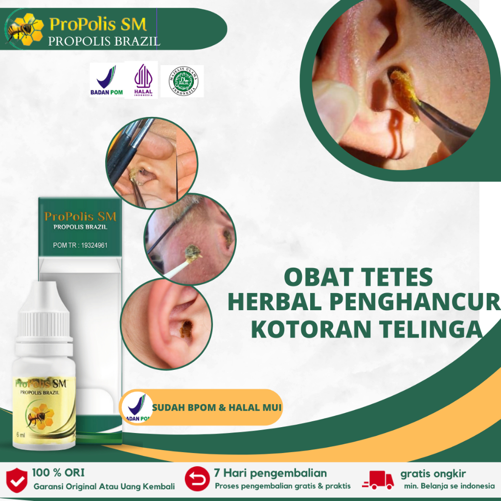 Obat Herbal Tetes Pembersih Kotoran Telinga, Pelunak Kotoran Telinga, Kotoran Telinga Mengeras, Teli