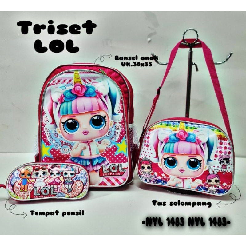 Tas anak sekolah perempuan 3in1 Ransel anak + selempang + wadah pensil