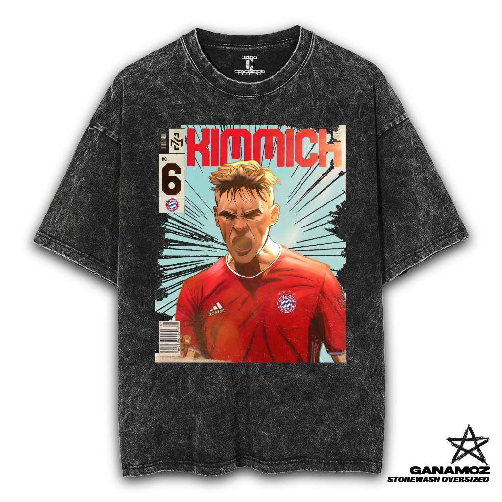 GANAMOZ Kaos Bola Bayern Munich KIMMICH Stone Wash Oversize T-shirt | Kaos Oversize Wanita | Kaos Ov
