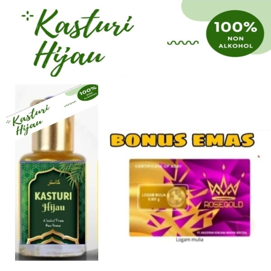 BONUS EMAS - PARFUM KASTURI HIJAU ROLL ON 6ML NON ALKOHOL
