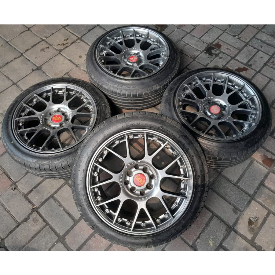 BBS Ring 16 Lebar 7/8,5 Lobang Baut 4 Ban 195 50 Velg Bekas Mobil Jazz Yaris Ignis Calya Sigra Mobil