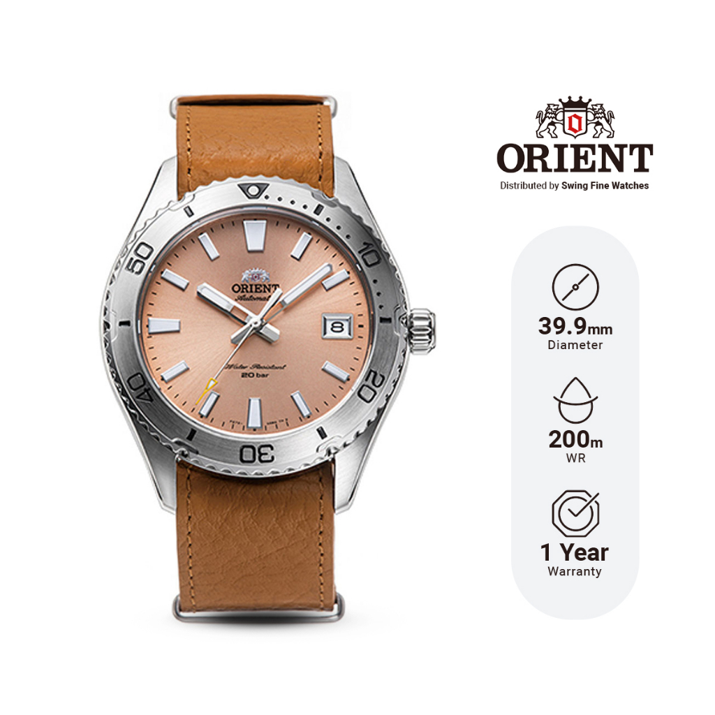 Jam Tangan Pria ORIENT RA-AC0Q05P “Mako 40” Mechanical Sports Sapphire Crystal Leather Strap