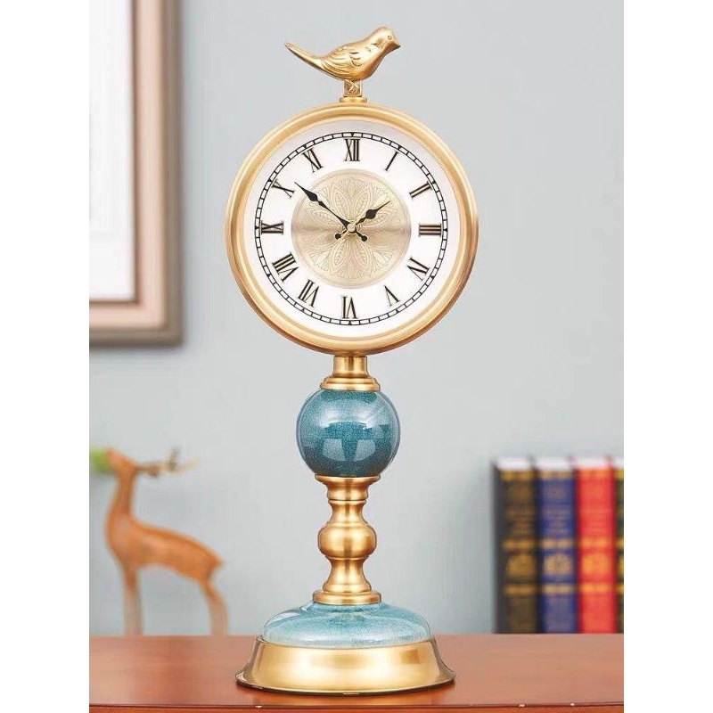 Vintage Table Clock Jam standing gold Mewah Aesthetic Jam Meja Gold Jam Meja Biru