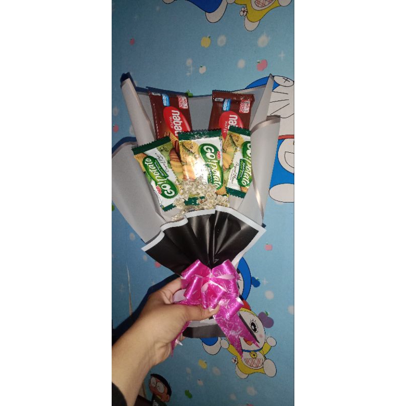 

bucket snack+bunga murah