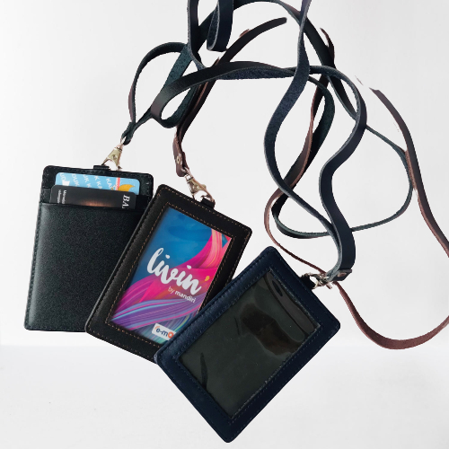 

Name Tag Id Card Kulit Lanyard Card Holder Adriell Cirillo genuine Leather